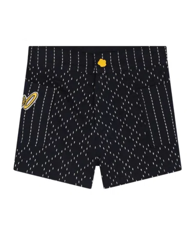 Kenzo Logo-appliqué Stitched Mini Shorts In Black