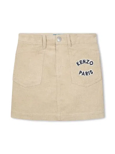 Kenzo Kids' Logo-appliqué Corduroy Skirt In Neutrals