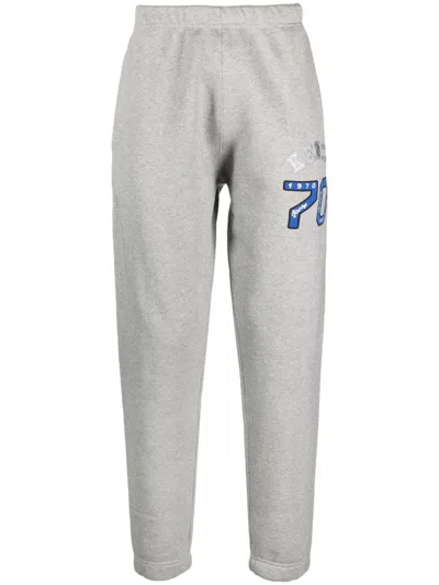 Kenzo Logo-embroidered Cotton Track Pants In Grey