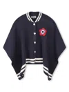 Kenzo Logo-appliqué Knitted Cape In Blue