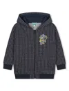 Kenzo Logo-appliqué Striped Hoodie In Blue