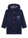 Kenzo Logo-appliquéd Hooded Coat In Blue