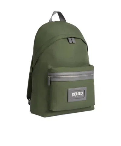 Kenzo Logo Backpack In Green