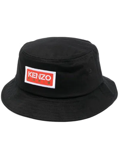 Kenzo Embroidered-logo Bucket Hat In Black