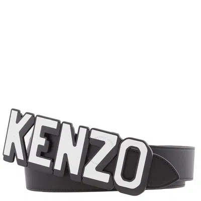 Kenzo Logo Buckle Reversible And Adjustable Belt In Black