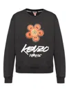 Kenzo Bold Floral Graphic Sweatshirt With Signature Logo In Black
