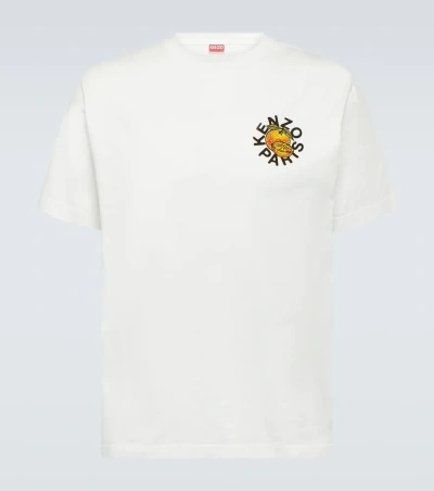 Kenzo Logo Cotton Jersey T-shirt In Off White