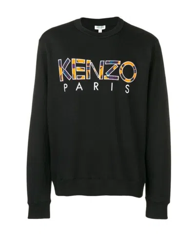 Kenzo Logo Cotton Pullover In Black