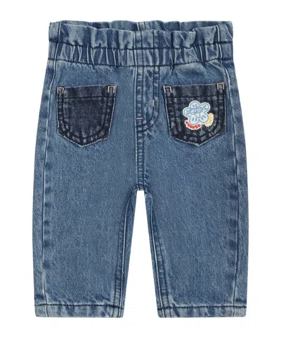 Kenzo Logo Decal Denim Trousers In Blue