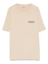 Kenzo Logo-detail Cotton Top In Neutral