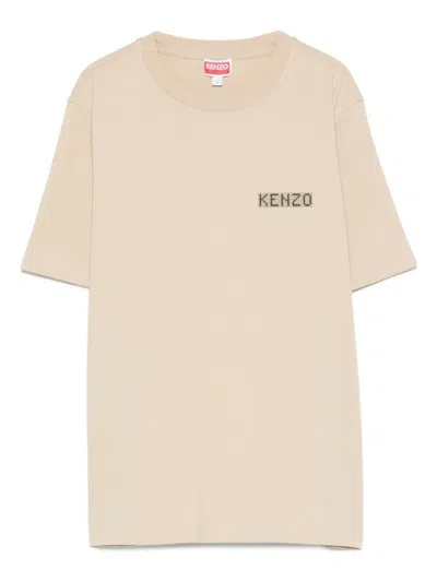 Kenzo Logo-detail Cotton Top In Neutral