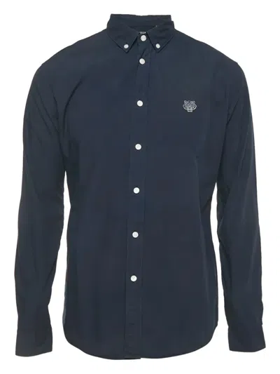 Pre-owned Kenzo Logo-detail Shirt In Blue