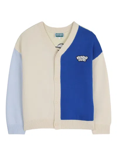 Kenzo Kids' Logo-details Colour-block Cardigan In Multi