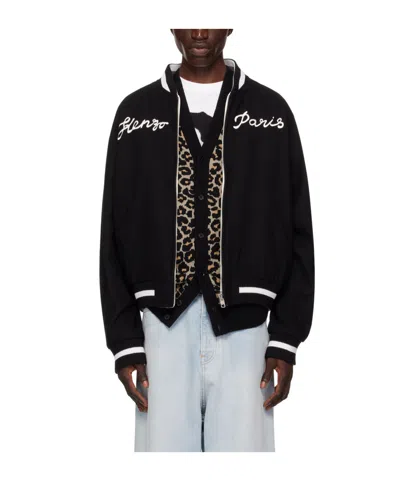 Kenzo Logo Double-sided Casual Jacket In Black