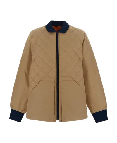 Kenzo Logo Down Jacket In Brown