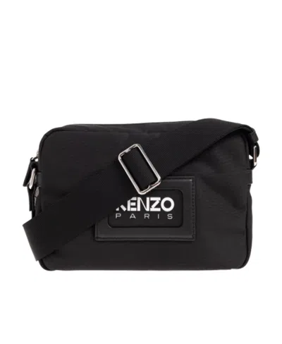 Kenzo Logo-embossed Messenger Bag In Black