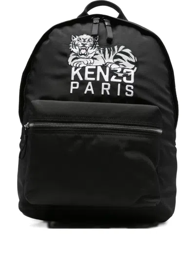 Kenzo Logo-embroidered Backpack In Black