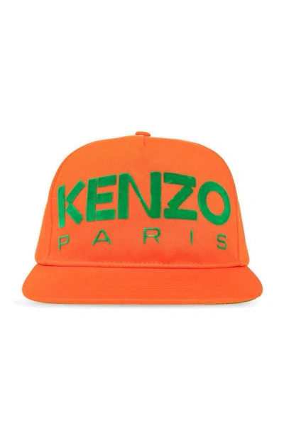 Kenzo Logo Embroidered Baseball Cap In Orange