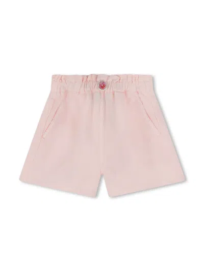 Kenzo Babies' Logo-embroidered Button-fastening Shorts In 粉色