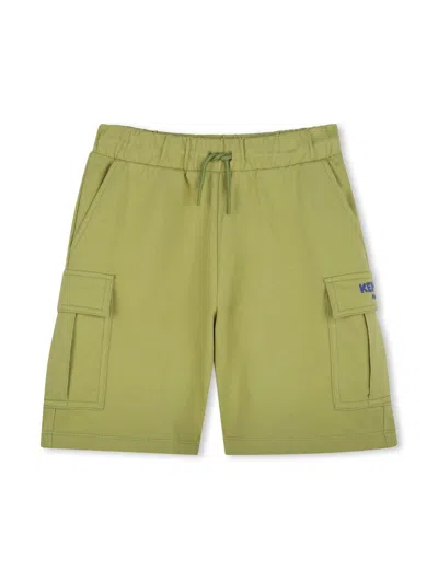 Kenzo Kids' Logo-embroidered Cargo Shorts In Green