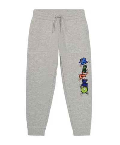Kenzo Logo Embroidered Casual Pants In Gray