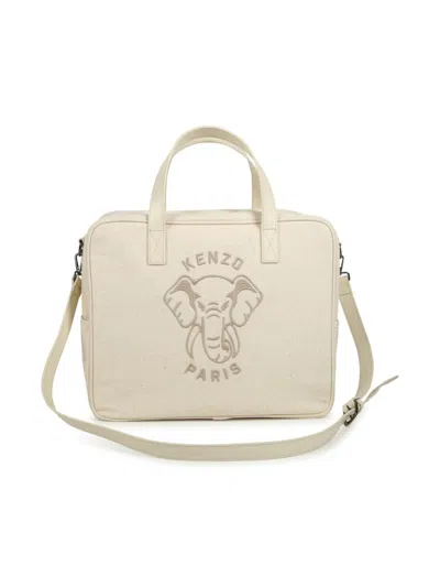 Kenzo Logo-embroidered Canvas Changing Bag In Neutrals