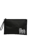 Kenzo Logo-embroidered Clutch Bag In Black