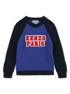 Kenzo Logo-embroidered Colour-block Jumper In Blue