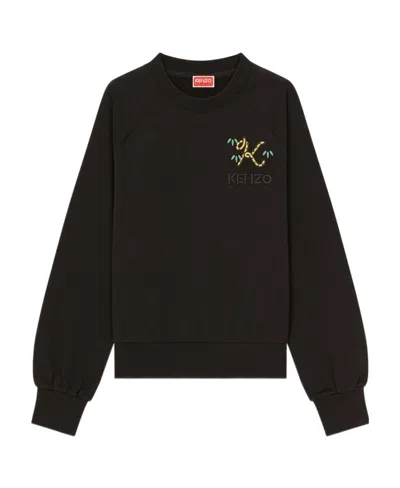 Kenzo Logo-embroidered Cotton Jumper In Black