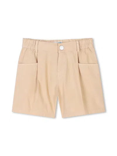 Kenzo Kids' Logo-embroidered Cotton Shorts In Neutrals