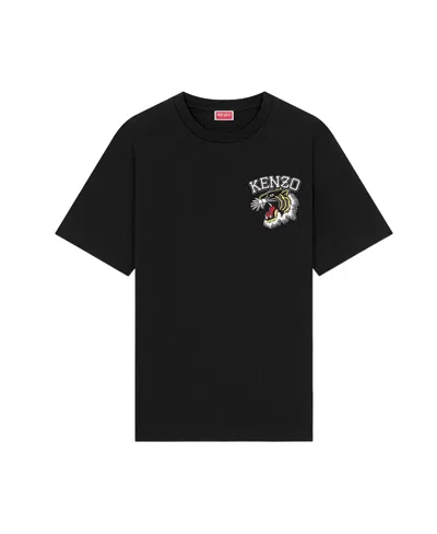 Kenzo Logo-embroidered Cotton T-shirt In Black