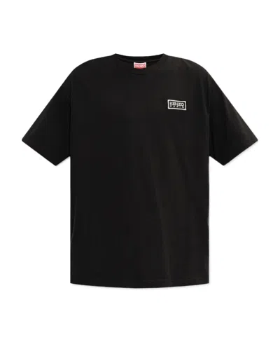 Kenzo Logo-embroidered Cotton T-shirt In Black