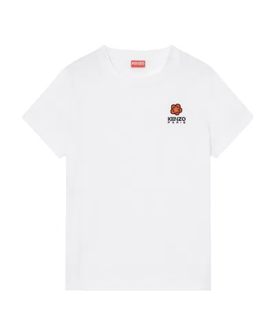 Kenzo Logo-embroidered Cotton T-shirt In White