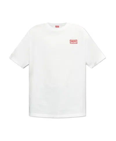 Kenzo Logo-embroidered Cotton T-shirt In White