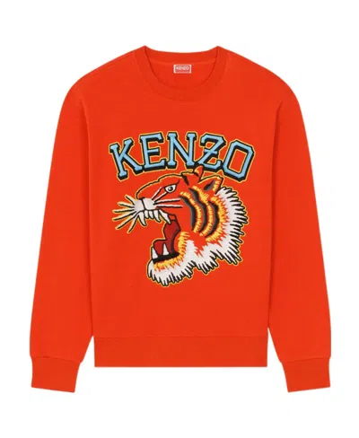 Kenzo Logo Embroidered Crewneck Sweatshirt In Red