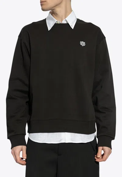 Kenzo Logo-embroidered Crewneck Sweatshirt In Black