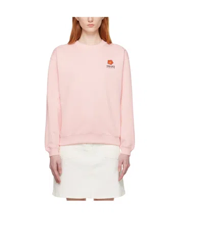 Kenzo Logo Embroidered Crewneck Sweatshirt In Pink