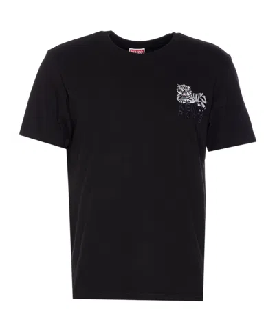 Kenzo Logo Embroidered Crewneck T-shirt In Black