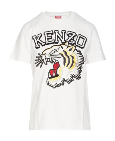 Kenzo Logo Embroidered Crewneck T-shirt In White