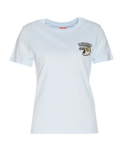 Kenzo Logo Embroidered Crewneck T-shirt In White