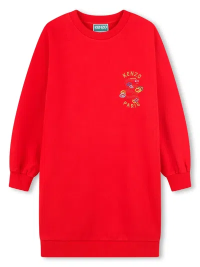 Kenzo Kids' Logo-embroidered Dress In Red
