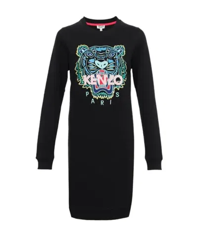 Kenzo Logo Embroidered Dress In Black