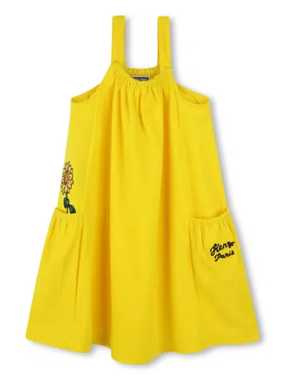 Kenzo Kids' Logo-embroidered Dress In Yellow
