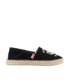 Kenzo Canvas Espadrilles With Logo Embroidery In Black