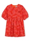Kenzo Logo-embroidered Floral-print Dress In Red