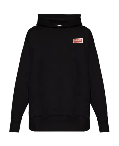 Kenzo Logo-embroidered Hoodie In Black