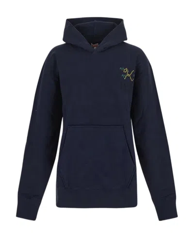 Kenzo Logo Embroidered Hoodie In Black