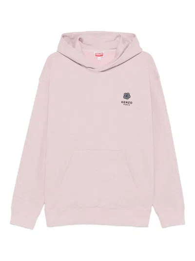 Kenzo Logo-embroidered Hoodie In Pink