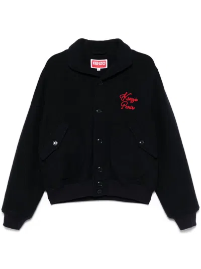 Kenzo Logo-embroidered Jacket In 蓝色