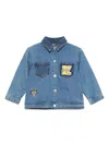 Kenzo Blue Denim Jacket With Logo Patch In Blue
